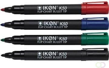 Ikon K50 flipchart marker etui van 4 stuks in geassorteerde kleuren