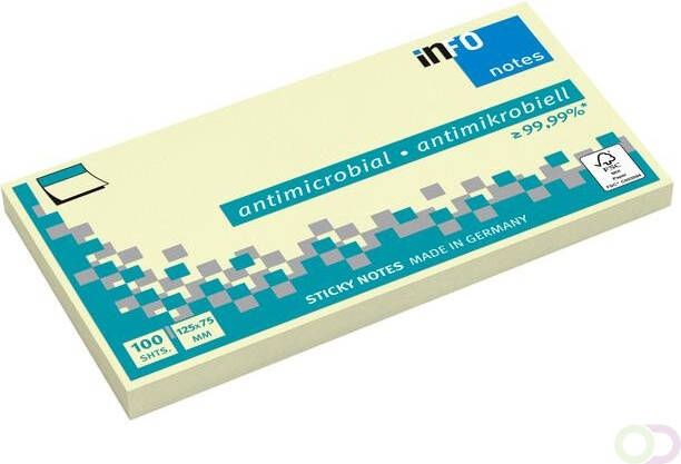 Info notes Memoblok antimicrobiÃel 100 vel 125x75mm geel