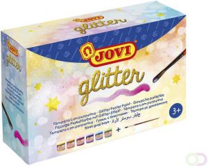 Jovi Plakkaatverf glitter 6 potjes van 55 ml in geassorteerde kleuren