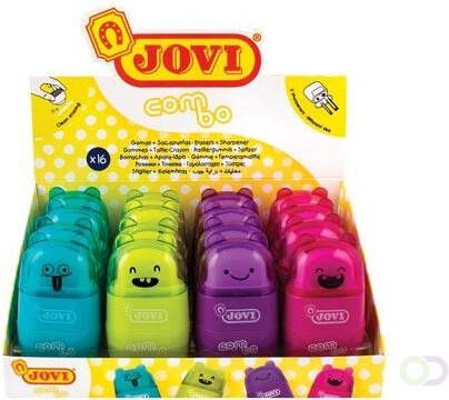 Jovi potloodslijper gum Combo display van 16 stuks in geassorteerde kleuren