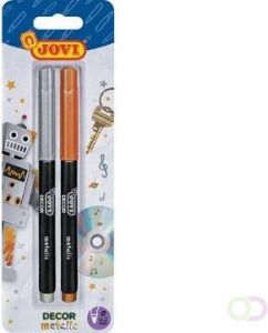 Jovi viltstift Metallic blister van 2 stuks zilver en goud