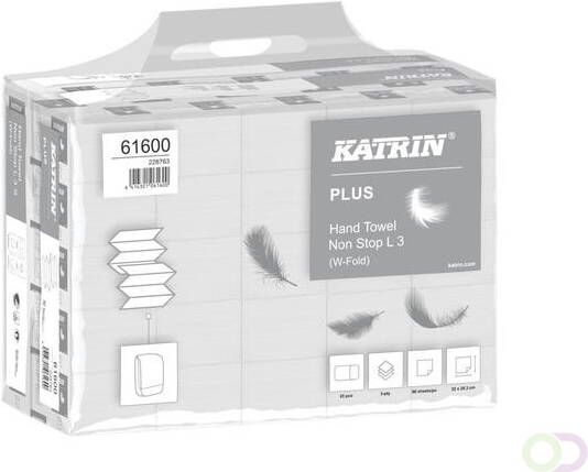 Katrin Handdoek 61600 W-vouw Plus 3laags 20 3x32cm 25x90st