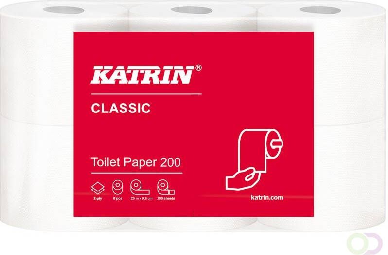 Katrin toiletpapier Classic wit 2laags 200vel per rol 8x6rollen