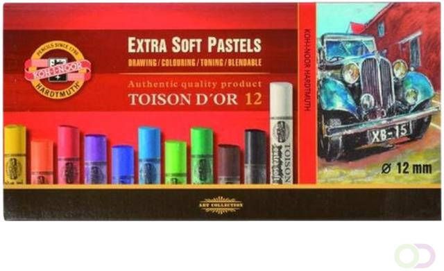 Koh-i-noor Pastelkrijt Koh I Noor 8552 extra soft 12 stuks assorti