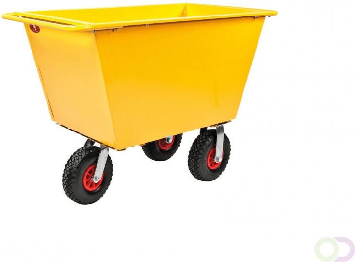 Kongamek Afvaltrolley 200 Liter geel pneumatische wielen