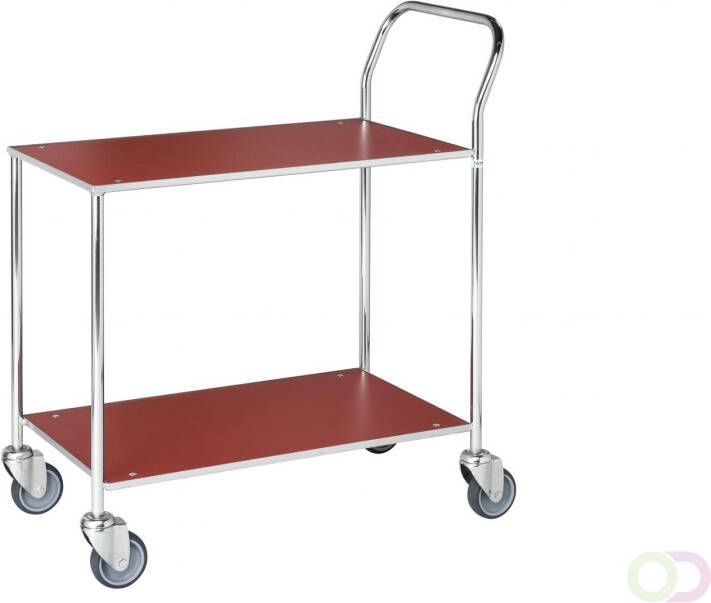 Kongamek Geheel gelaste Servicetrolley rood met rem