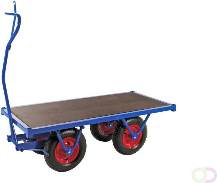 Kongamek Trolley voor zwaar werk blauw flatfree wielen 1500 x 700 x 460 mm