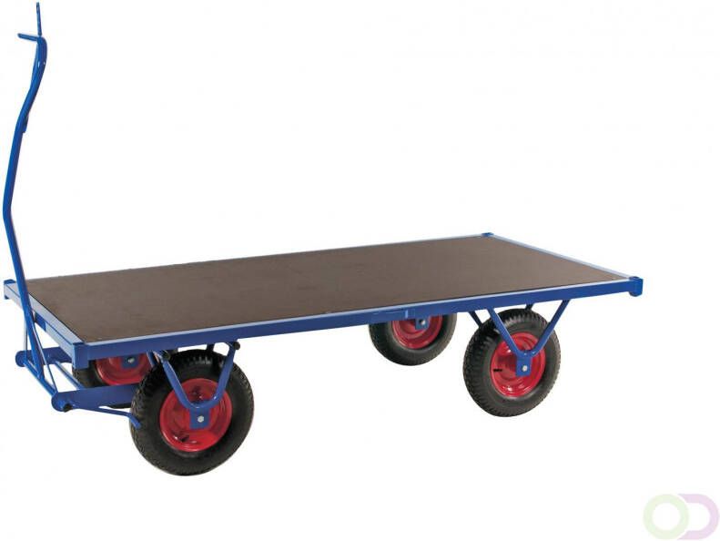 Kongamek Trolley voor zwaar werk blauw flatfree wielen 2000 x 1000 x 460 mm