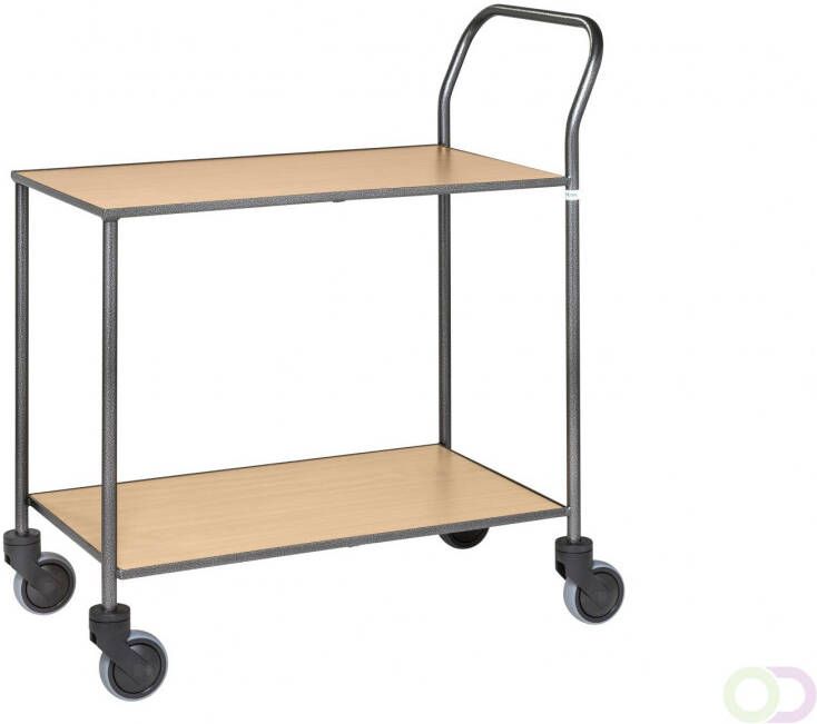 Kongamek Volledig gelaste Design-trolley 2 planken hout beuken met rem