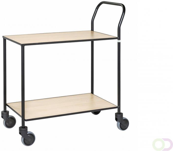 Kongamek Volledig gelaste Design-trolley 2 planken zwart hout berken