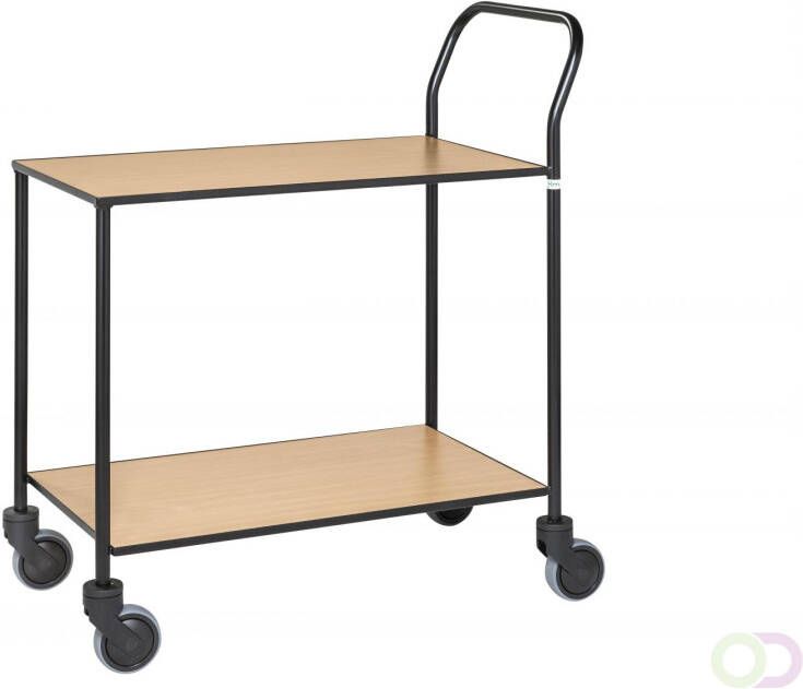 Kongamek Volledig gelaste Design-trolley 2 planken zwart hout beuken