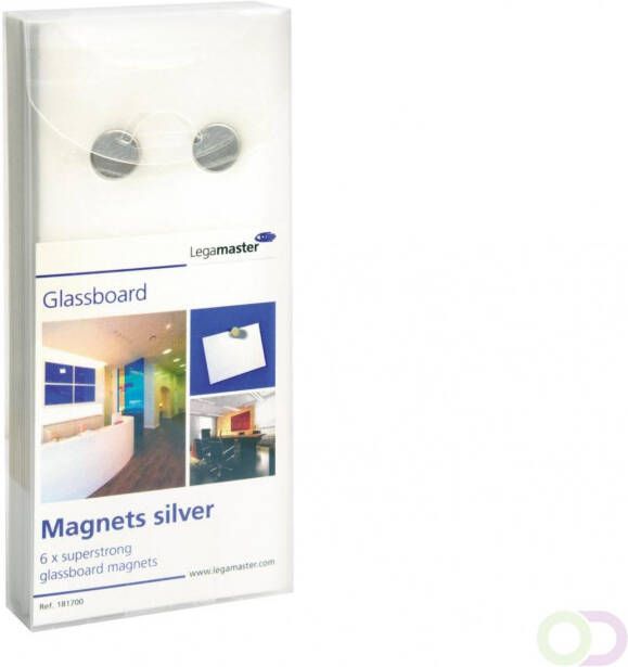 Legamaster glasbord magneet zilver 6st