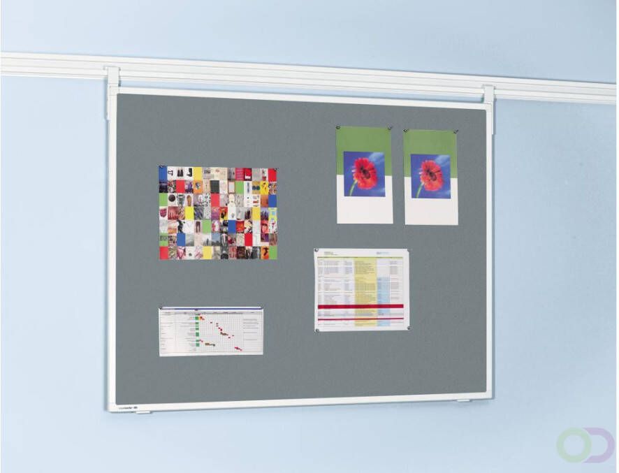 Legamaster LEGALINE textielbord grijs 90x120cm railsysteem