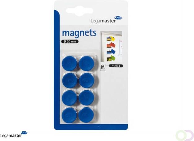 Legamaster Magneet 20mm 250gr blauw 8stuks