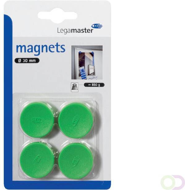 Legamaster Magneet 30mm 850gr groen 4stuks