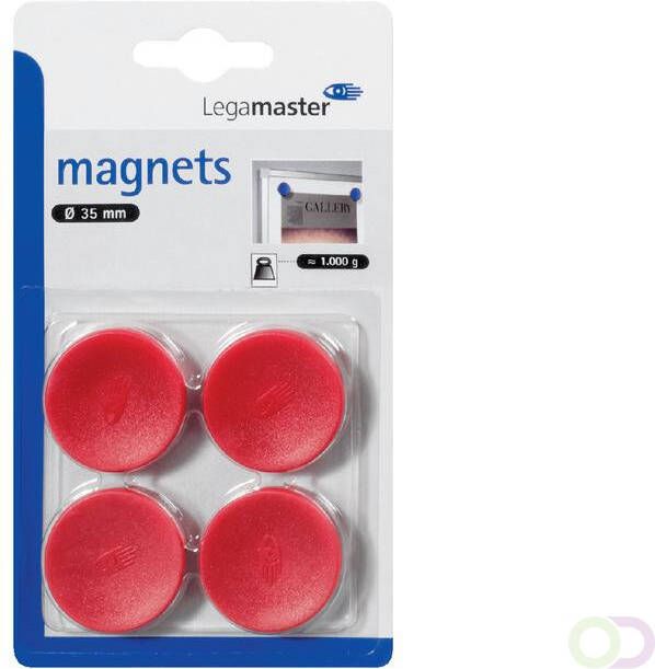 Legamaster Magneet 35mm 1000gr rood 4stuks