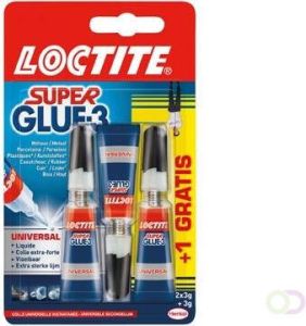 Loctite secondelijm Super Glue Universal 2 + 1 gratis op blister
