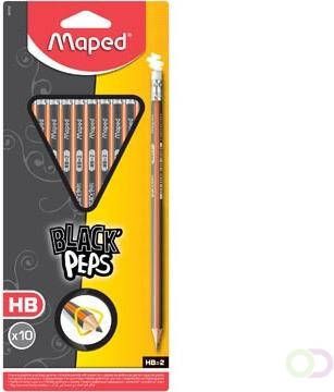 Maped Black'Peps potlood HB met gum kartonnen ophangetui met 10 stuks