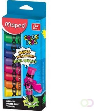 Maped Color'Peps plakkaatverf tubes van 12 ml ophangdoos met 12 tubes in geassorteerde kleuren