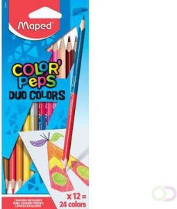 Maped driehoekig kleurpotlood Color&apos Peps Duo 12 potloden in een kartonnen etui = 24 kleuren