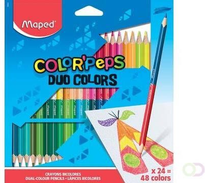 Maped driehoekig kleurpotlood Color'Peps Duo 24 potloden in een kartonnen etui = 48 kleuren