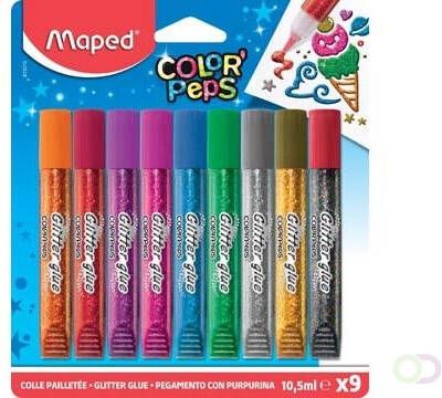 Maped glitterlijm Color'Peps etui van 9 tubes van 10 5 ml