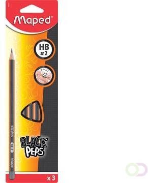 Maped potlood Black'Peps HB blister van 3 stuks zonder gum