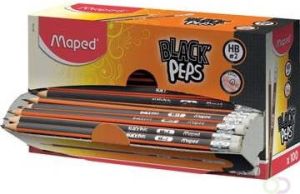 Maped potlood Black'Peps HB met gum kartonnen displaydoos van 100 stuks