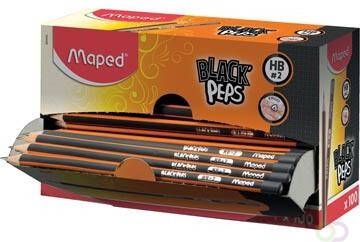 Maped potlood Black'Peps HB zonder gum kartonnen displaydoos van 100 stuks