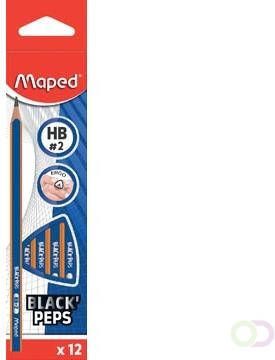 Maped potlood Black'Peps Navy HB zonder gum kartonnen ophangetui met 12 stuks