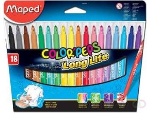 Maped Viltstift Color&apos;Peps 18 stiften in een kartonnen etui