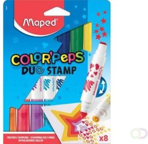 Maped viltstift Color'Peps Duo Stamp etui van 8 stuks in geassorteerde kleuren
