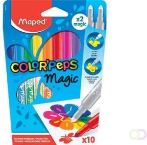 Maped viltstift Color'Peps Magic etui van 10 stuks in geassorteerde kleuren en 2 magic stiften