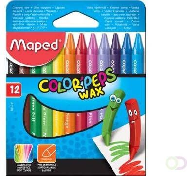 Maped waskrijt Color'Peps Wax doos van 12 stuks in geassorteerde kleuren