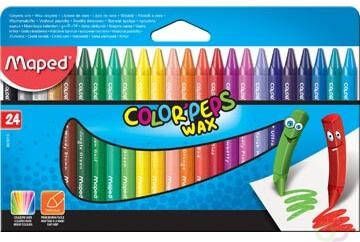 Maped waskrijt Color'Peps Wax doos van 24 stuks in geassorteerde kleuren