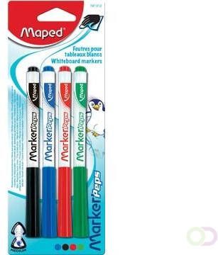 Maped whiteboardmarker Marker'Peps blister van 4 stuks in geassorteerde kleuren