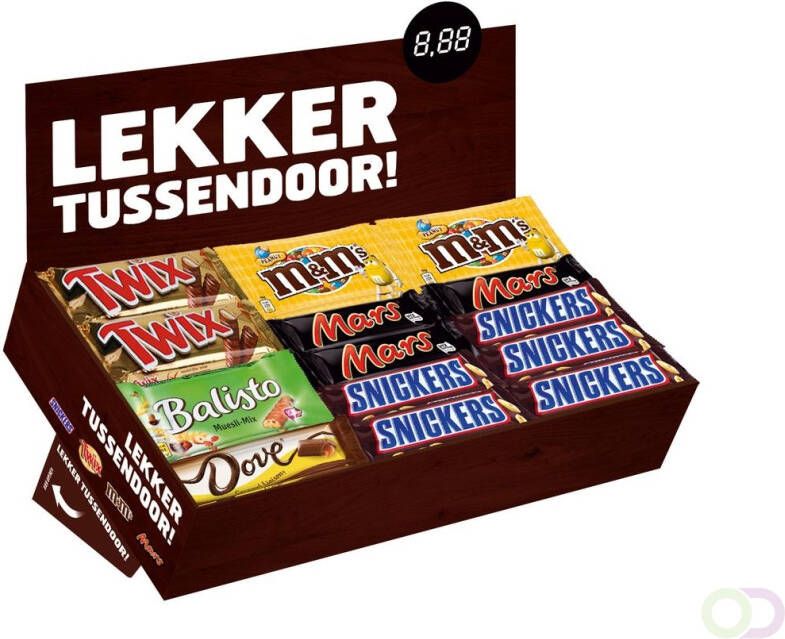 Mars Snoep box met Snickers Twix M&amp M Balisto Dove