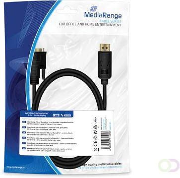 MediaRange DVI naar DisplayPort Adapterkabel vergulde contacten DVI D contrastekker(24+1 polig ) DP stekker 2.0m