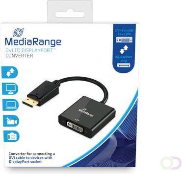 MediaRange DVI naar DisplayPort Converter vergulde contacten DVI-I-contrastekker (24+5-polig) DP-stekker 15cm