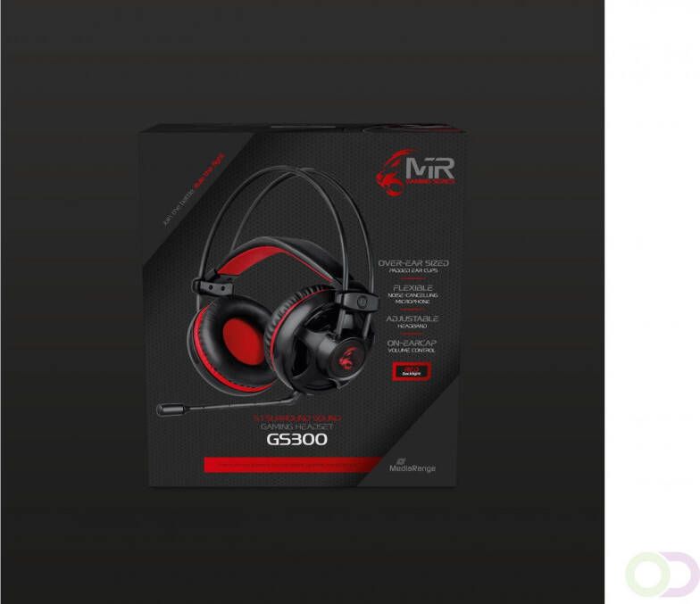 MediaRange Gaming Series bedrade 5.1 surround sound gaming-headset met volumeregeling en rode LED-achtergrondverlichting zwart