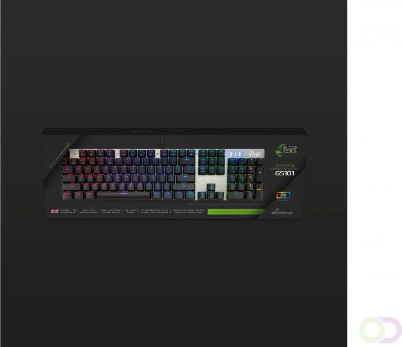 MediaRange Gaming Series bedraad mechanisch gaming-toetsenbord met 104 toetsen en 14 kleurmodi QWERTY (VK) zwart zilver