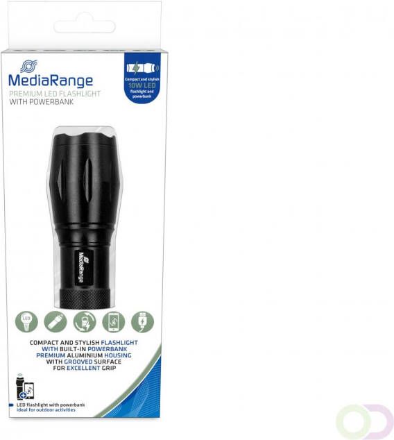 MediaRange LED flashlight with powerbank 1.800mAh battery black