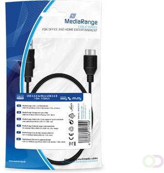 MediaRange Oplaad- en gegevenskabel USB 3.0-stekker naar Micro USB3.0 B-stekker 1.0m
