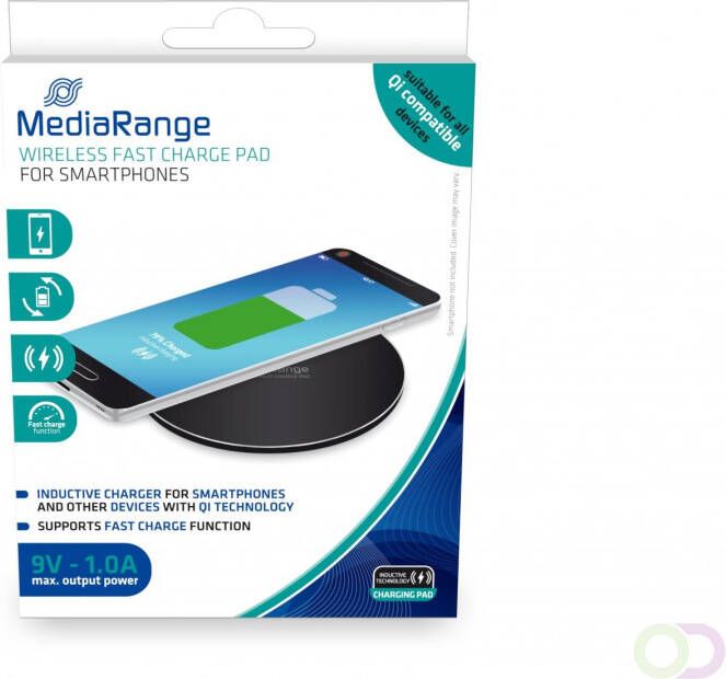 MediaRange Wireless fast charge pad for smartphones black
