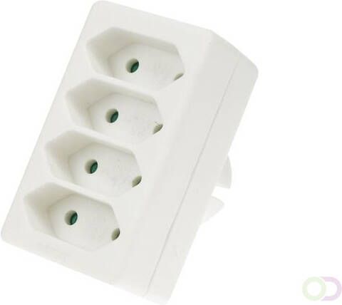 Velleman Verdeelstekker 4 Eurostopcontacten stekker penaarde (type E) polypropyleen gebruik binnenshuis wit