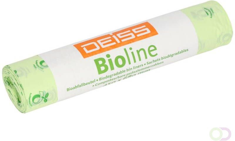 Afvalzak bioline 45x68cm 20mu 30 liter groen rol 10