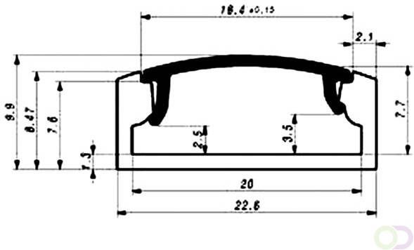 ALUMINIUMPROFIEL VOOR LEDSTRIPS PLAT BREED TRANSPARANTE DIFFUSOR 2 m