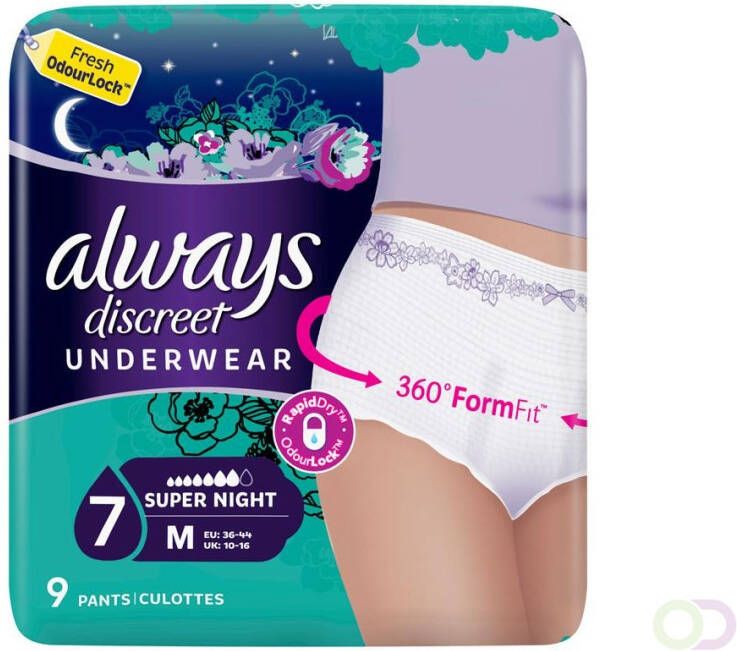 Always Discreet Broekjes Super Night M Urineverlies &amp Incontinentie 9