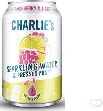Merkloos Charlie's vruchtenlimonade Raspberry & Lime blikje van 330 ml pak van 12 stuks