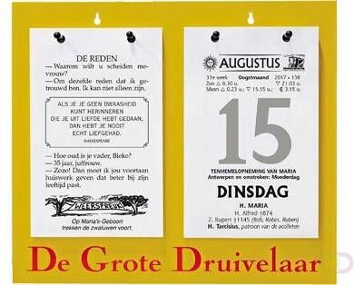 Merkloos Dagblokkalender De Grote Druivelaar ft A3 Nederlandstalig 2022